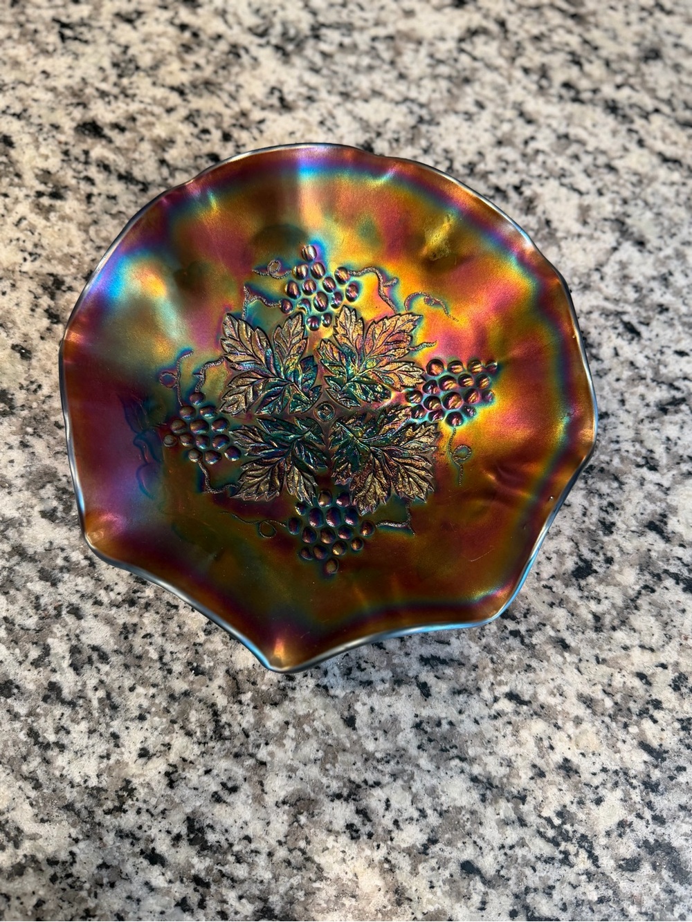 Northwood Carnival Iridescent Grape Pattern Decorative Bowl